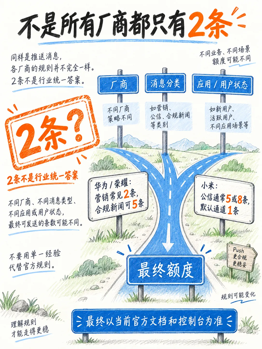 只能发2条：厂商push限额生存指南笔记配图