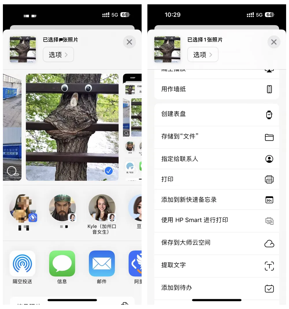 系统分享面板的应用入口与操作列表