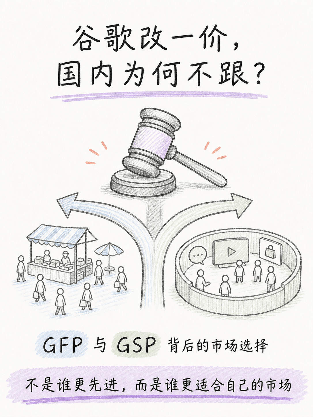 谷歌放弃 GSP 改用 GFP，国内大厂却死守二价广告，核心原因是什么？笔记配图