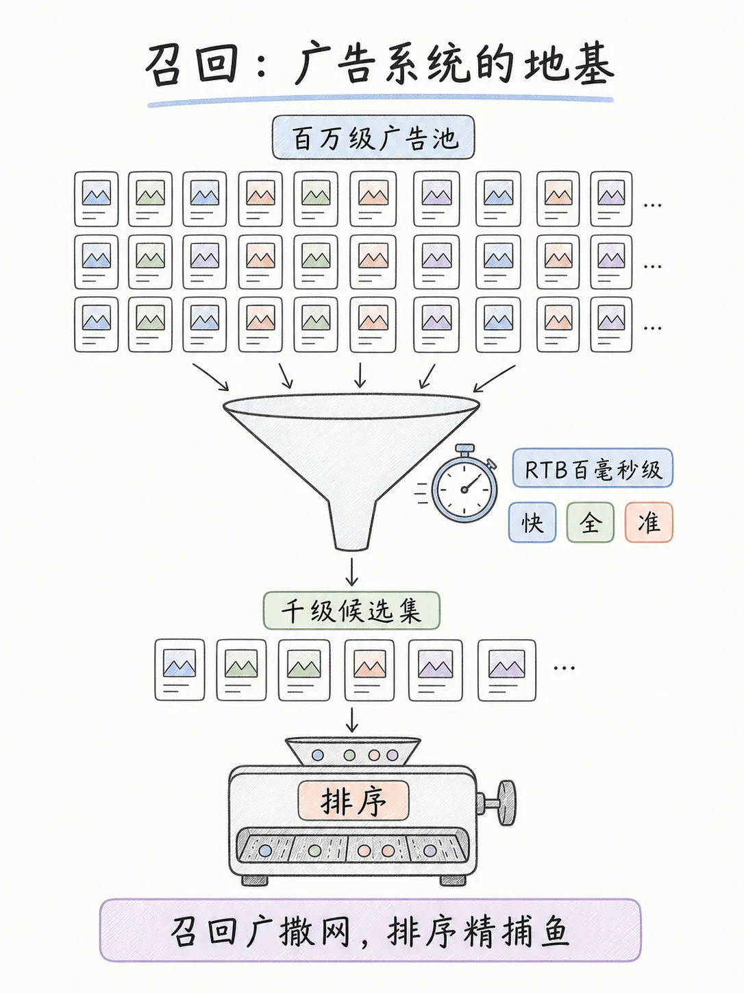 广告系统多路召回全拆解:规则、协同过滤、双塔召回核心原理与落地优劣笔记配图